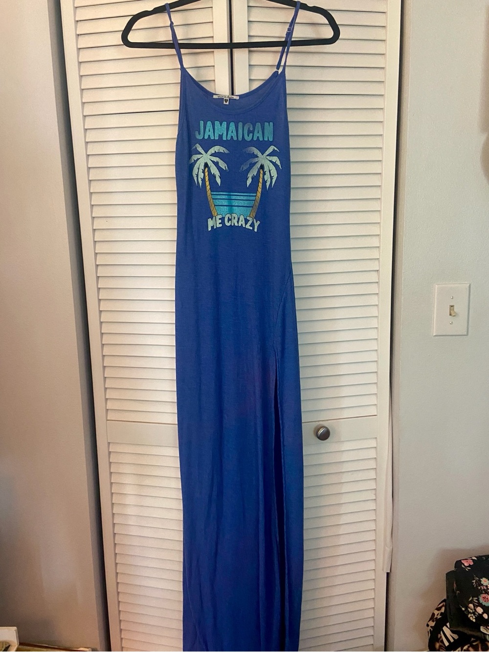 Wildfox Swim Jamaican Me Crazy Blue Ribbed Maxi Dress Cover Up
